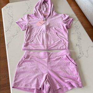 NWT Juicy Couture Velour Dewberry Pink Shorts Tracksuit Y2K Vintage 🔥🔥 Sz M